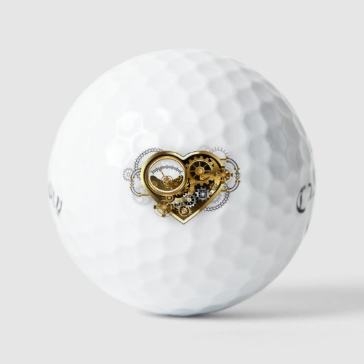 Steampunkherz mit Manometer Golfball (Vorderseite)