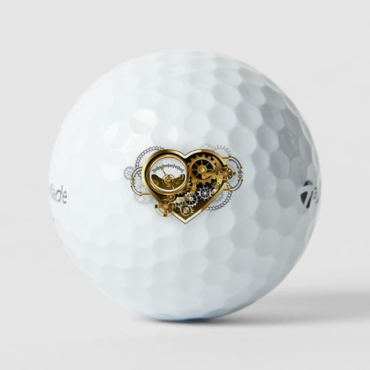 Steampunkherz mit Manometer Golfball (Vorderseite)