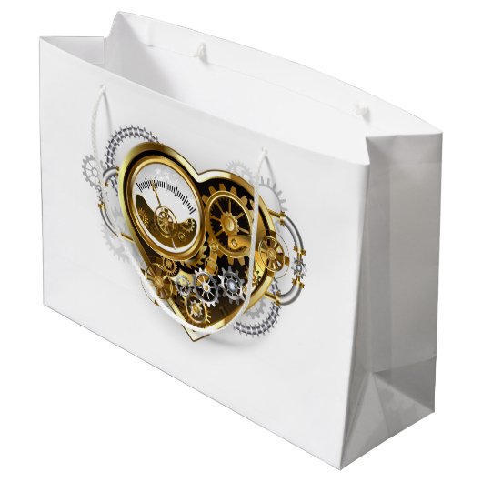 Steampunkherz mit Manometer Große Geschenktüte (Rückseite Schrägansicht)