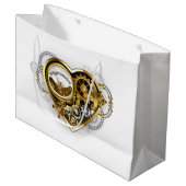 Steampunkherz mit Manometer Große Geschenktüte (Vorderseite Schrägansicht)