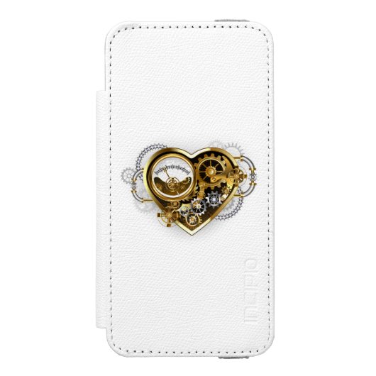 Steampunkherz mit Manometer Incipio iPhone Geldbeutel-Hülle (Folio Vorderseite)