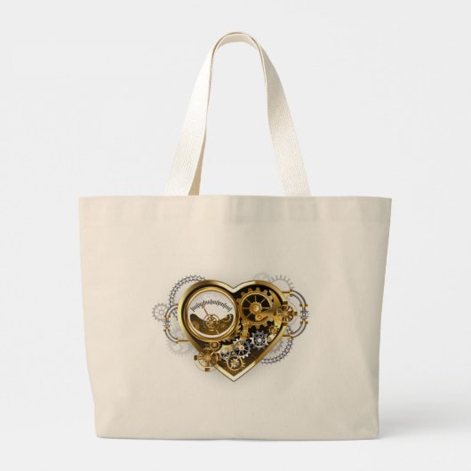Steampunkherz mit Manometer Jumbo Stoffbeutel (Rückseite)