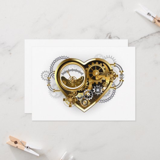Steampunkherz mit Manometer Karte (Vorderseite/Rückseite Beispiel)