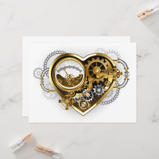 Steampunkherz mit Manometer Karte (Vorderseite/Rückseite Beispiel)