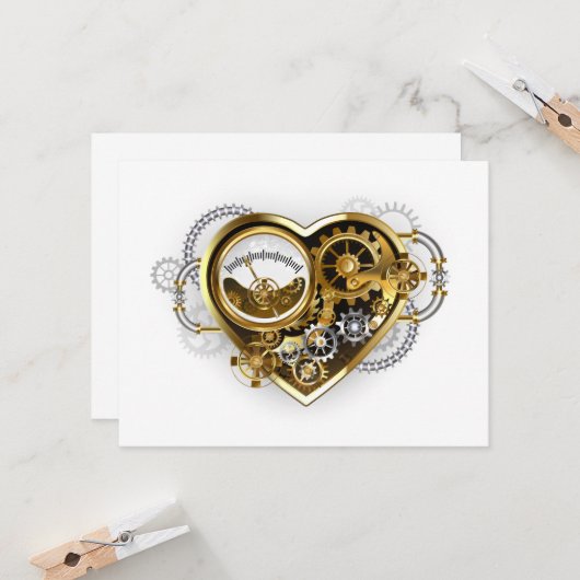 Steampunkherz mit Manometer Karte (Vorderseite/Rückseite Beispiel)