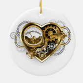 Steampunkherz mit Manometer Keramik Ornament (Hinten)