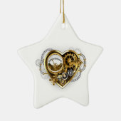 Steampunkherz mit Manometer Keramik Ornament (Rechts)