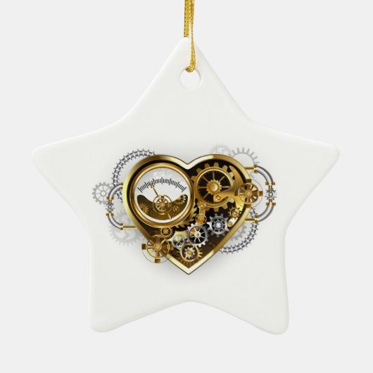 Steampunkherz mit Manometer Keramik Ornament (Hinten)