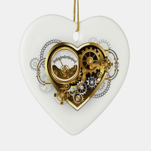 Steampunkherz mit Manometer Keramik Ornament (Rechts)