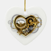 Steampunkherz mit Manometer Keramik Ornament (Hinten)