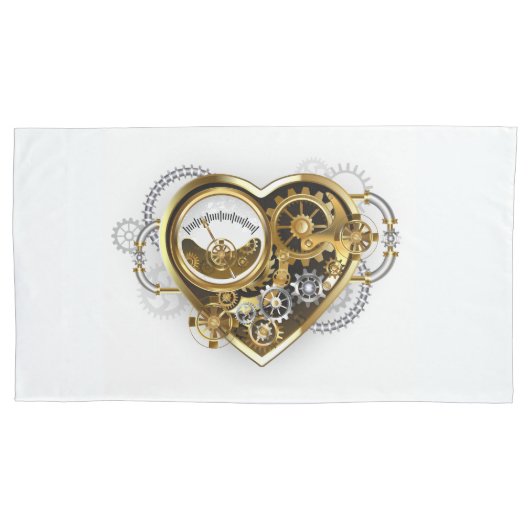 Steampunkherz mit Manometer Kissenbezug (Vorderseite-Links)