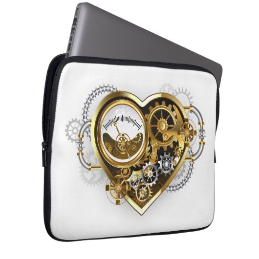 Steampunkherz mit Manometer Laptopschutzhülle (Vorne Rechts)