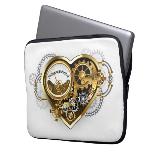 Steampunkherz mit Manometer Laptopschutzhülle (Vorderseite Links)