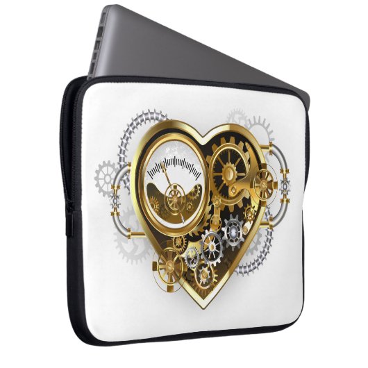 Steampunkherz mit Manometer Laptopschutzhülle (Vorne Rechts)