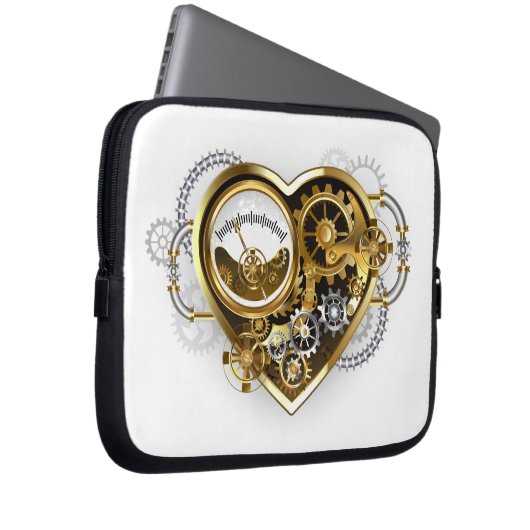 Steampunkherz mit Manometer Laptopschutzhülle (Vorne Rechts)