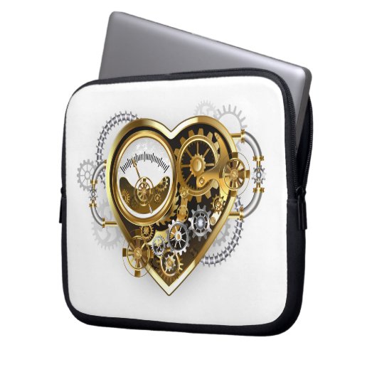 Steampunkherz mit Manometer Laptopschutzhülle (Vorderseite Links)
