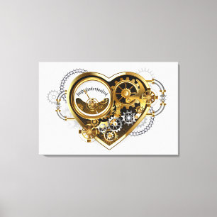 Steampunkherz mit Manometer Leinwanddruck
