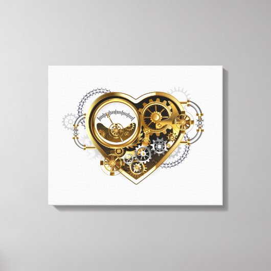 Steampunkherz mit Manometer Leinwanddruck (Vorderseite)