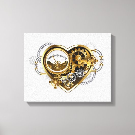 Steampunkherz mit Manometer Leinwanddruck (Vorderseite)