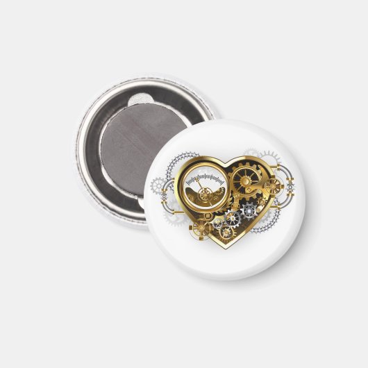 Steampunkherz mit Manometer Magnet (Vorderseite/Rückseite)