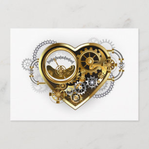 Steampunkherz mit Manometer Menükarte