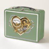 Steampunkherz mit Manometer Metall Brotdose (Vorderseite)