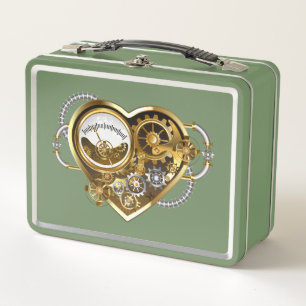 Steampunkherz mit Manometer Metall Brotdose