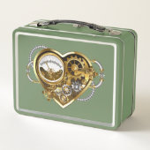 Steampunkherz mit Manometer Metall Brotdose (Rückseite)