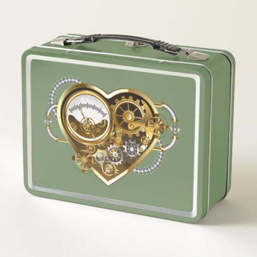 Steampunkherz mit Manometer Metall Brotdose (Rückseite)