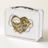 Steampunkherz mit Manometer Metall Brotdose (Rückseite)