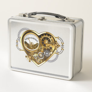 Steampunkherz mit Manometer Metall Brotdose