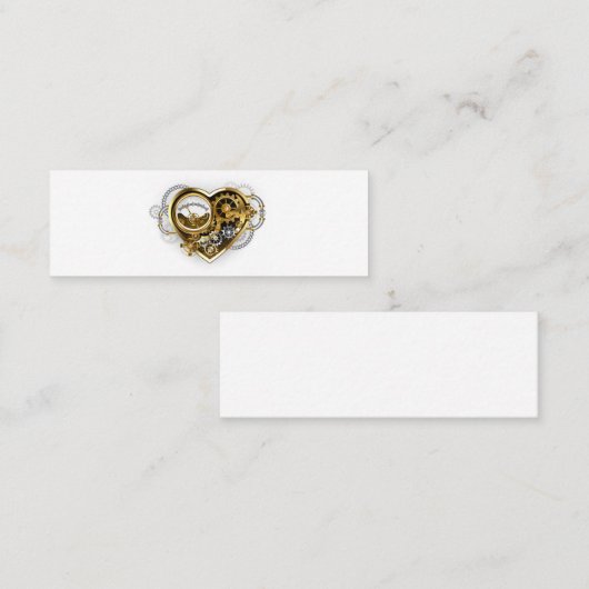 Steampunkherz mit Manometer Mini Visitenkarte (Vorne/Hinten)