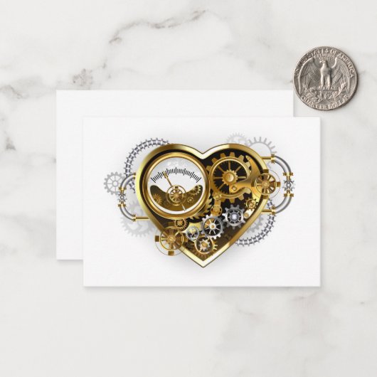 Steampunkherz mit Manometer Mitteilungskarte (Vorderseite/Rückseite Beispiel)