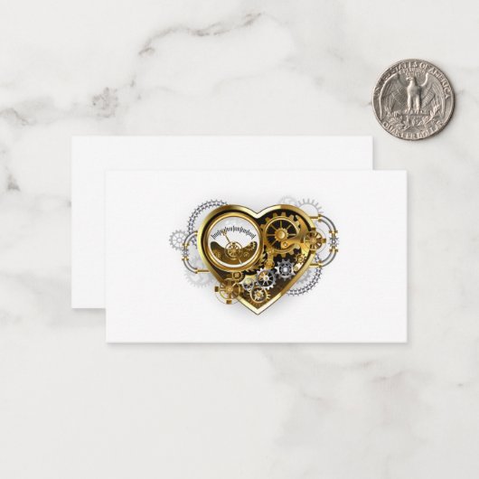 Steampunkherz mit Manometer Mitteilungskarte (Vorderseite/Rückseite Beispiel)