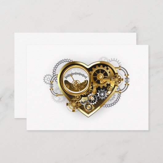 Steampunkherz mit Manometer Mitteilungskarte (Vorne/Hinten)