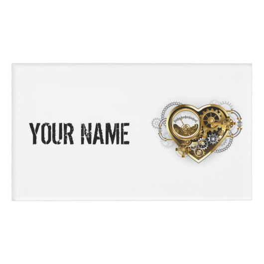 Steampunkherz mit Manometer Namenschild (Vorderseite)