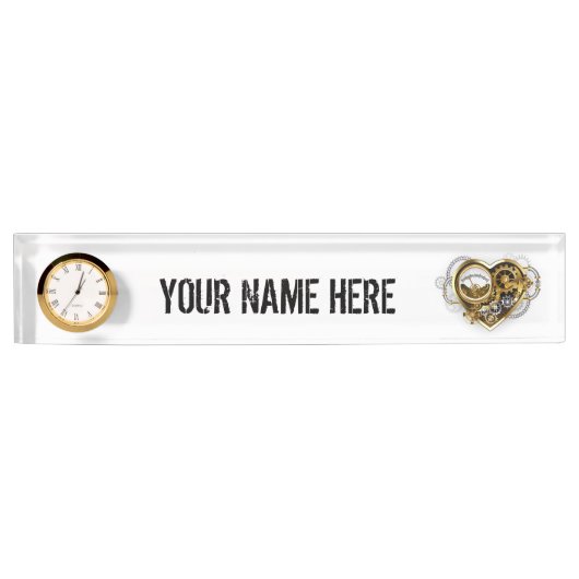 Steampunkherz mit Manometer Namensplakette (Vorderseite)