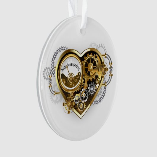 Steampunkherz mit Manometer Ornament (Vorderseite)