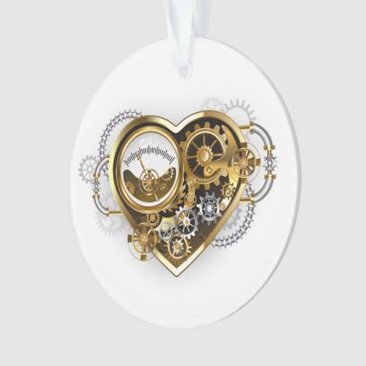 Steampunkherz mit Manometer Ornament (Vorderseite)