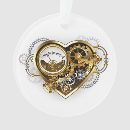 Steampunkherz mit Manometer Ornament (Vorderseite)