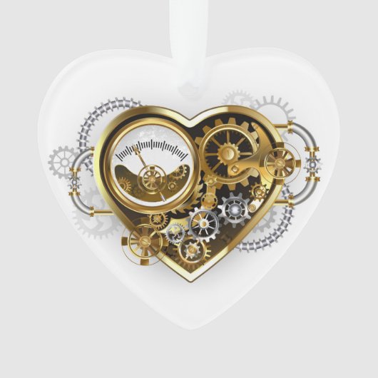 Steampunkherz mit Manometer Ornament (Vorderseite)