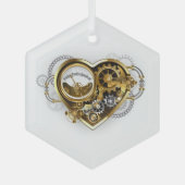 Steampunkherz mit Manometer Ornament Aus Glas (Vorderseite)