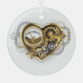 Steampunkherz mit Manometer Ornament Aus Glas (Vorderseite)