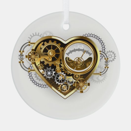 Steampunkherz mit Manometer Ornament Aus Glas (Rückseite)