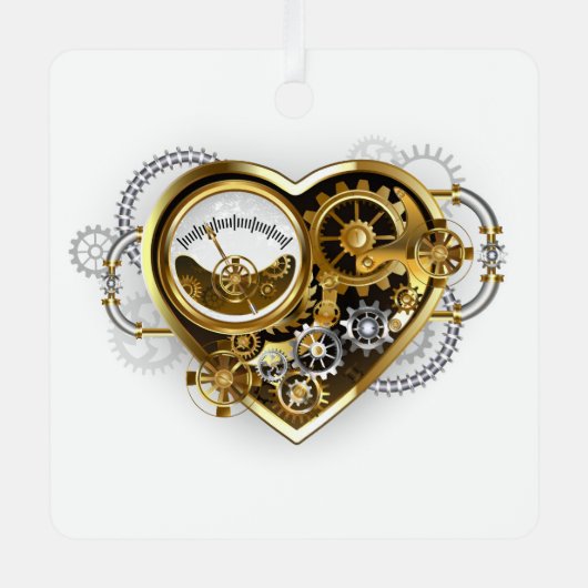 Steampunkherz mit Manometer Ornament Aus Metall (Vorderseite)