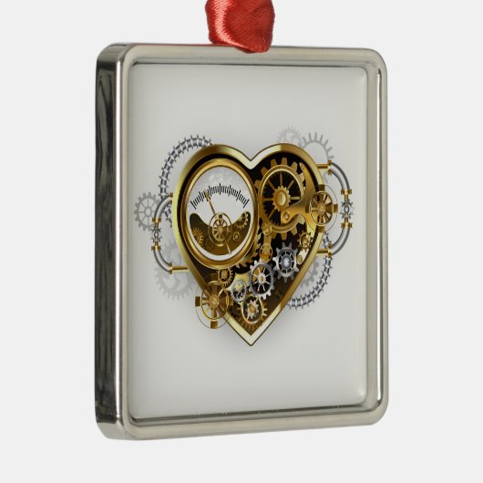 Steampunkherz mit Manometer Ornament Aus Metall (Rechts)