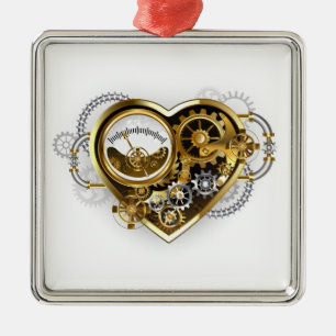 Steampunkherz mit Manometer Ornament Aus Metall