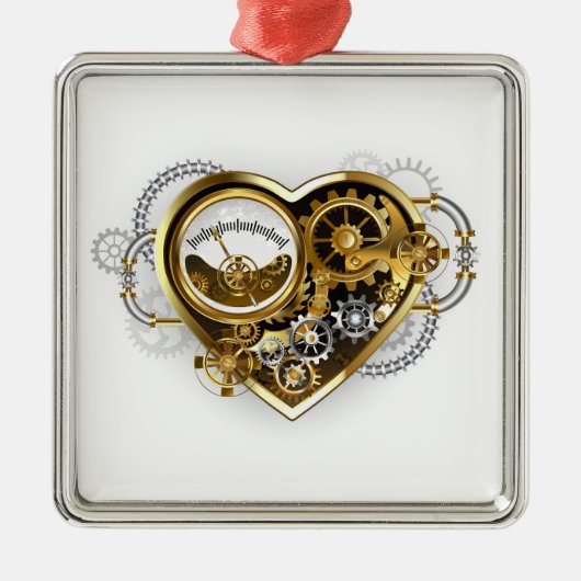Steampunkherz mit Manometer Ornament Aus Metall (Vorne)