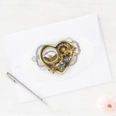 Steampunkherz mit Manometer Ovaler Aufkleber (Umschlag)