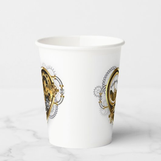 Steampunkherz mit Manometer Pappbecher (Links)